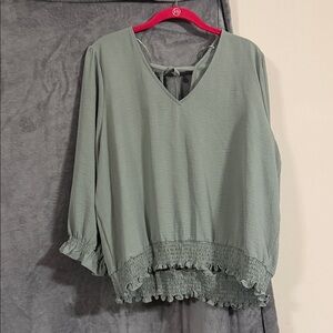 Maurices Soft Green Blouse with Ruffle Hem
